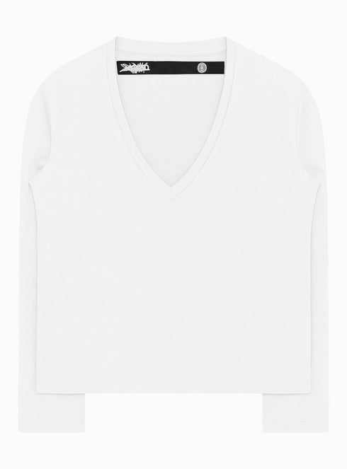 VNeck LS Tee White - M325811HYB